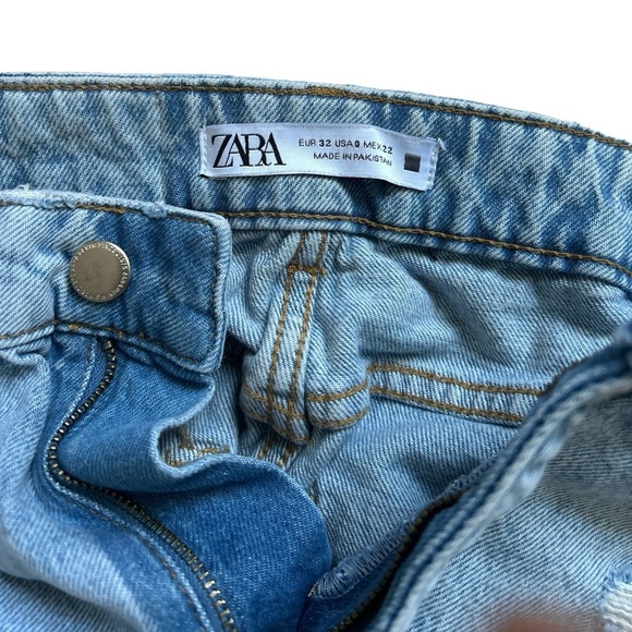 Zara High waist Rise Blue Tattered mom jeans - Picture 6 of 10